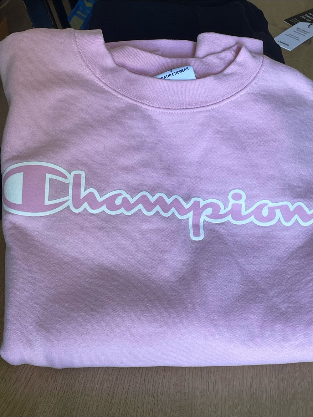 Champion Pastel Pink Script Logo Crewneck